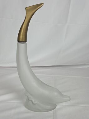 Avon Frosted Glass Bottle with Gold Accent